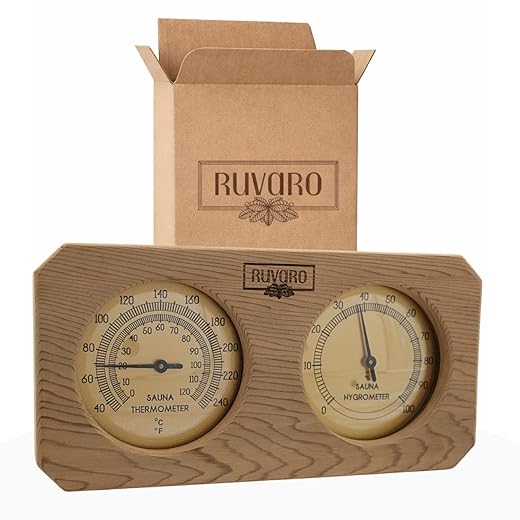 Sauna Thermometer and Hygrometer 2-in-1 – Handcrafted from Canadian Red Cedar Wood - Analog Temperature & Humidity Gauge – Fahrenheit & Celsius – Premium Glass Dial – Luxury Sauna Accessories