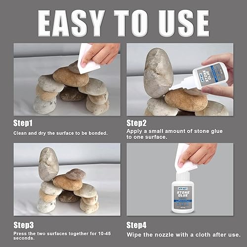 Miniatura 4 de Pegamento de piedra de 1.06 oz, pegamento de mármol transparente impermeable, pegamento de piedra a piedras para pegar piedra y otros materiales,