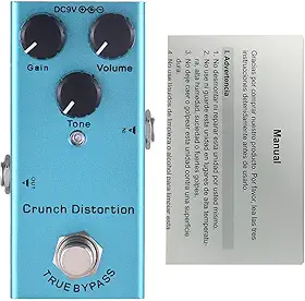 Pedal de Efeitos de Distorção Guitarra Elétrica Com Botão Controles Versáteis Efeito Distorção Guitarra Elétrica para Músicos Alumínio Azul 1,3 Polegadas