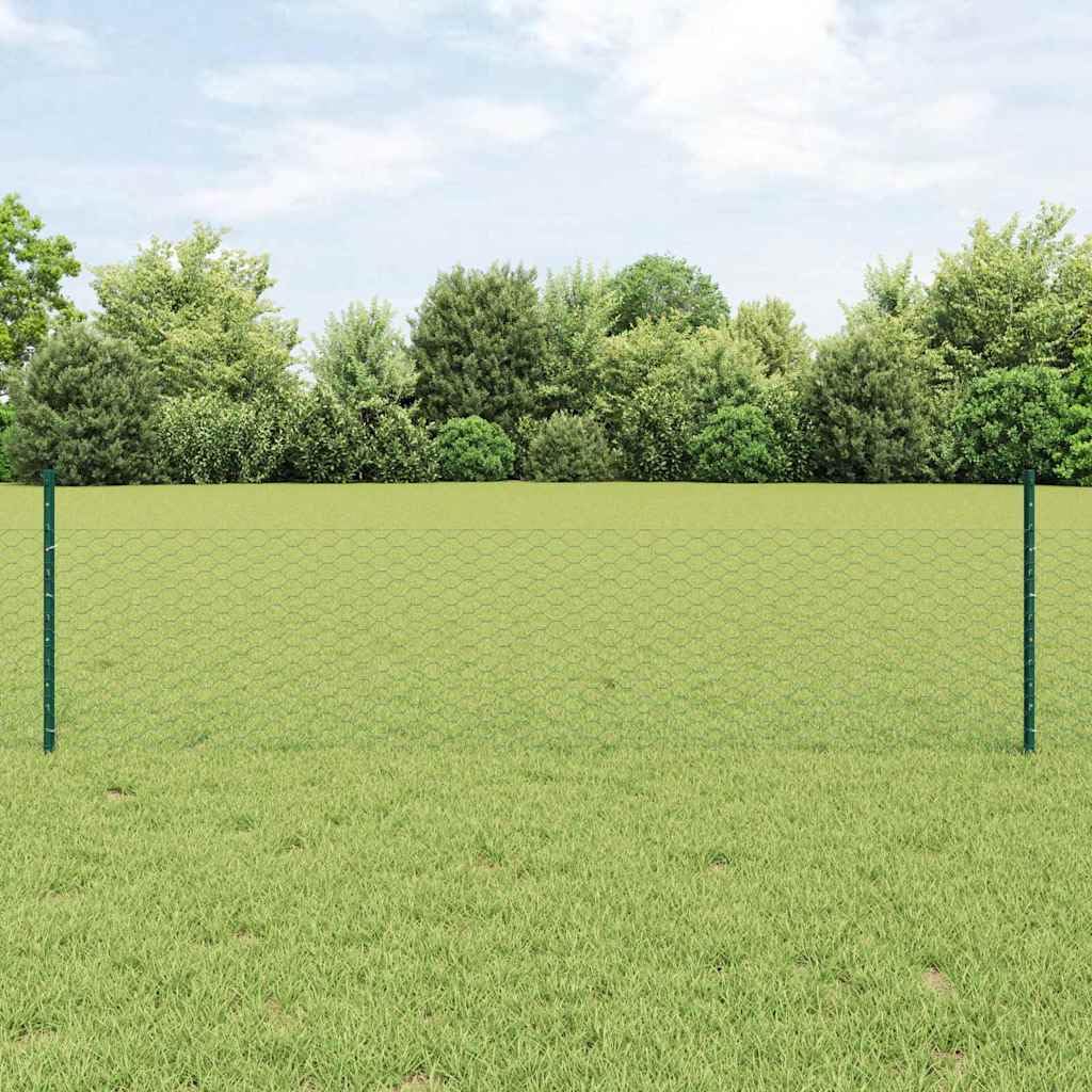 Valla con postes, juego de valla de jardín para pollos, gansos, pavos, aves de corral, 100 x 0,5 m (ancho de malla de 3,6 cm)