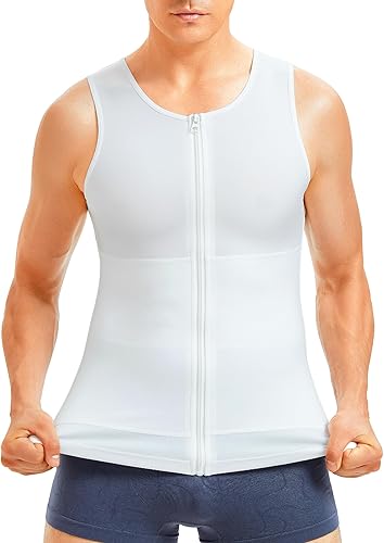 Eleady Compression Shirts for Men Zipper Vest Body Shaper Slimmer Undershirts