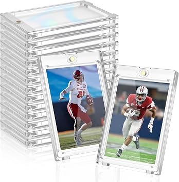 18 Pack 130 PT Magnetic Card Holder - Premium Card Protectors, Ultra Clear Hard Plastic Magnetic Case for Sports Trading Cards, Baseball, Football, Basketball, Hockey