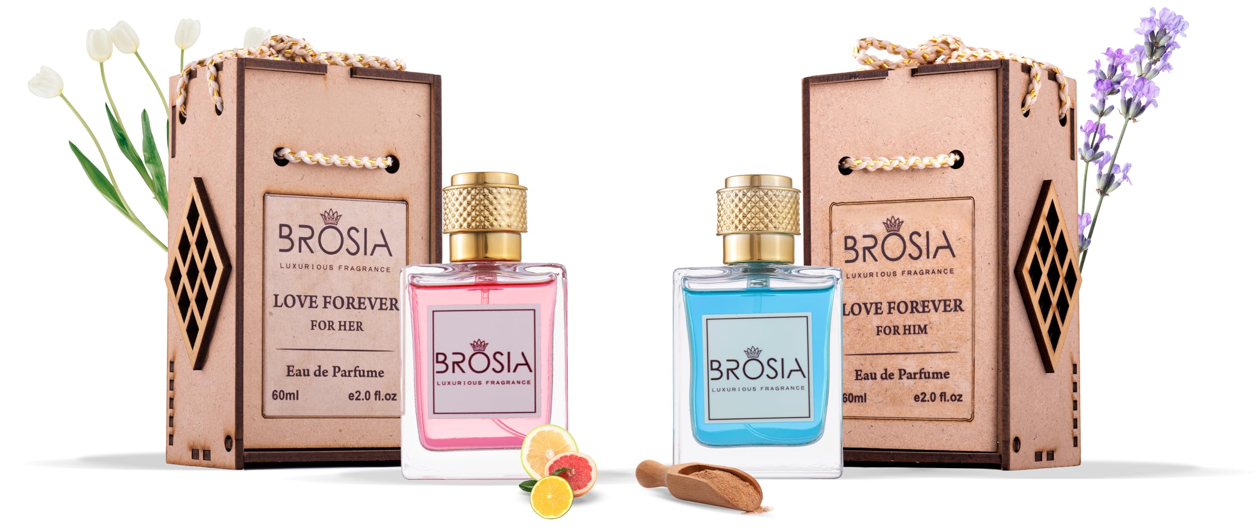 BROSIA Love Forever For Him and Her Luxurious Perfume (Gift Set 2 x 60ml) For Men and Women | Perfectly Loved Gift & Long Lasting | | Made in Dubai |,120ml