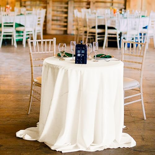 Miniatura 1241 de Paquete de 8 manteles redondos de poliéster de 108 pulgadas, tela lavable, resistente a las manchas y a las arrugas, manteles redondos para bodas