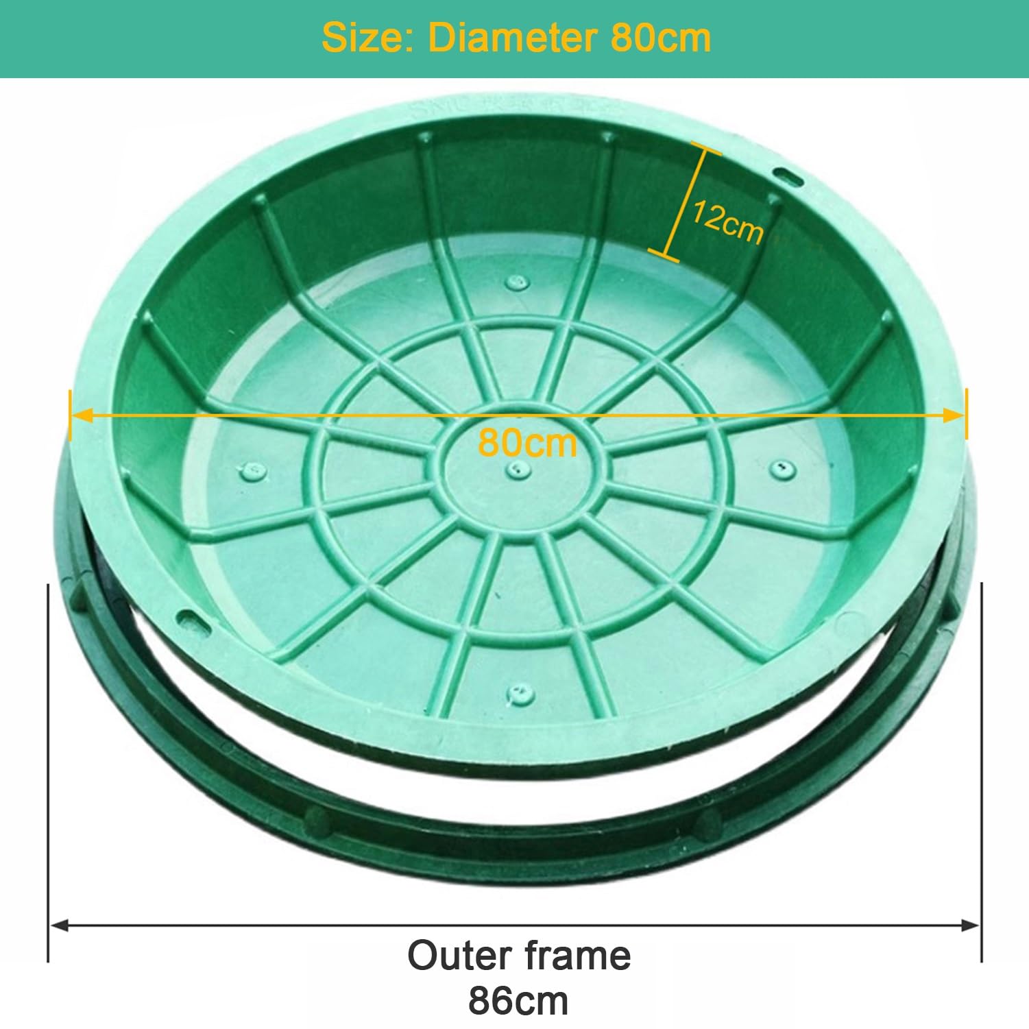 Coperchio per pozzetto di ispezione per Fossa settica da Giardino con Base, Coperchio in Resina Rotondo/Quadrato per pozzetto di ispezione per acque reflue, per Giardino, Cortile,