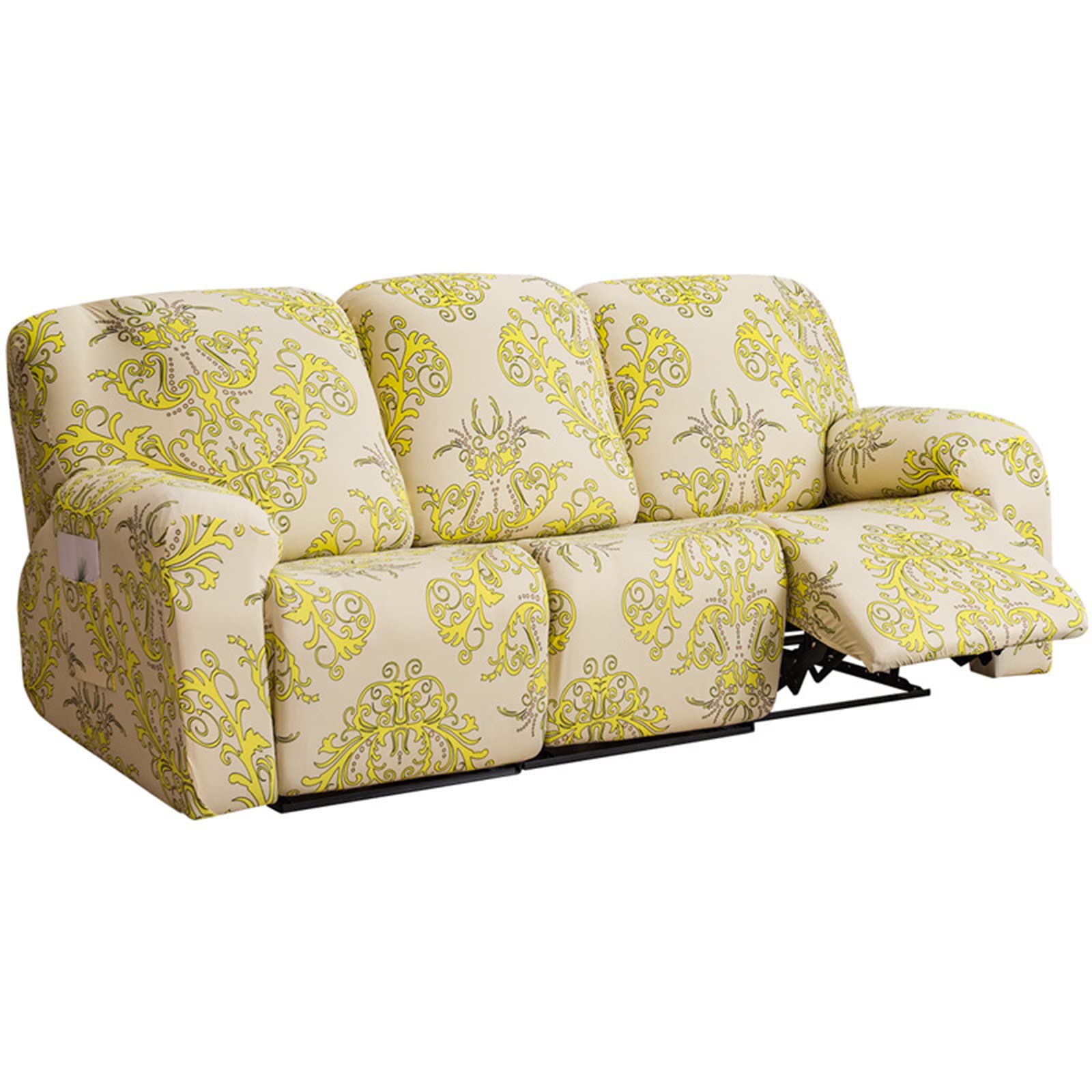 Funda elástica para sofá reclinable de 3 plazas FBKPHSS con tejido jacquard gris