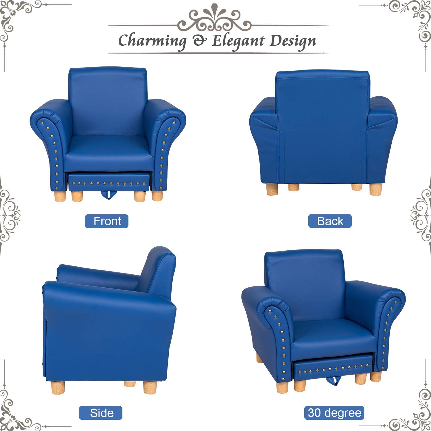 Creative Product Kids Leather Sofa Chair Toddler Lounge Sofa Kids Upholstered Chair with Footstool for Nursery School Game Room Kindergarten Best Deal 🛒 Kids Leather Sofa Chair Toddler Lounge Sofa Kids Upholstered Chair with Footstool for Nursery School Game Room Kindergarten