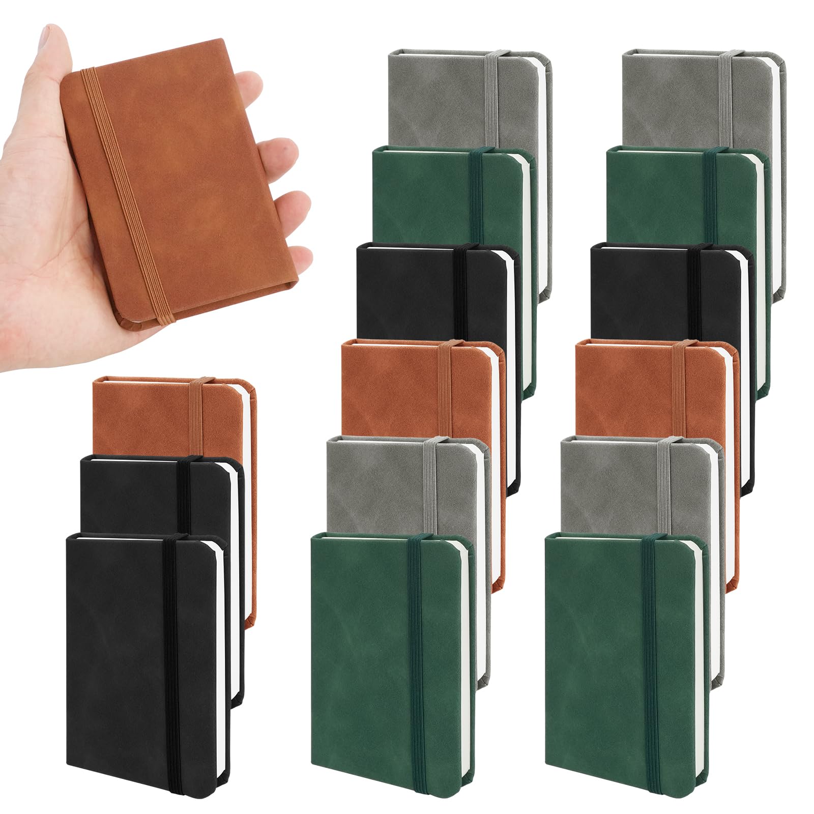 QUMENEY 16 Pcs Pocket Notebook A7 Notebooks Portable Notepad Mini Note Book with Elastic Band Lined Paper Notepad 200 Pages (Dark colors) — image 1