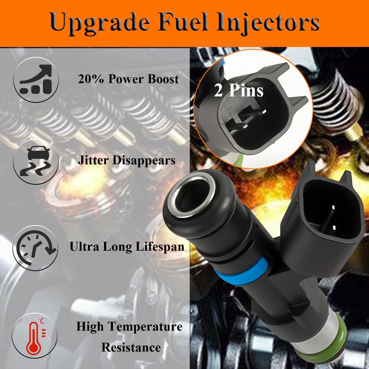 Engine Fuel Injector Kits FJ818 Fit for Ford 2007-2010 Explorer 2005-2011 Ranger, for Mazda 2005-2010 B4000 Land Rover 2006-2009 LR3 Set of 6 Fuel Injectors Replace OE # 5L2Z9F593CA