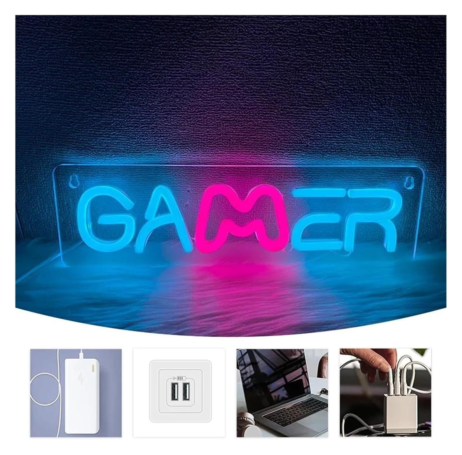 Decoración con luces de neón Decoración de para fiesta GAMER para letrero neón LED con luz regulable para habitación dormitorio sala juegos