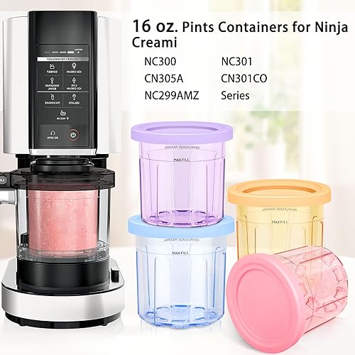 Miniatura 2 de FIRJOY Recipientes de 16 onzas  Pintas y tapas de repuesto adicionales, compatibles con Ninja Creami NC301 NC300 NC299AMZ Series SOLAMZ (paquete de