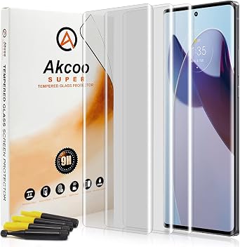 Screen Protector for Motorola Edge 30 Ultra - 3 Pack, Tempered Glass UV Set, Edge to Edge Full Coverage, Sensitive Touch, 9H Scratch Resistant