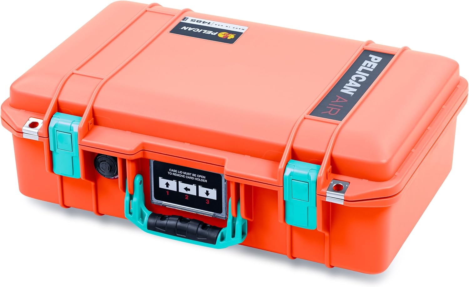 Pelican Orange and Teal 1485 Air case. Comes with TrekPak Dividers & Mesh Lid Organizer.