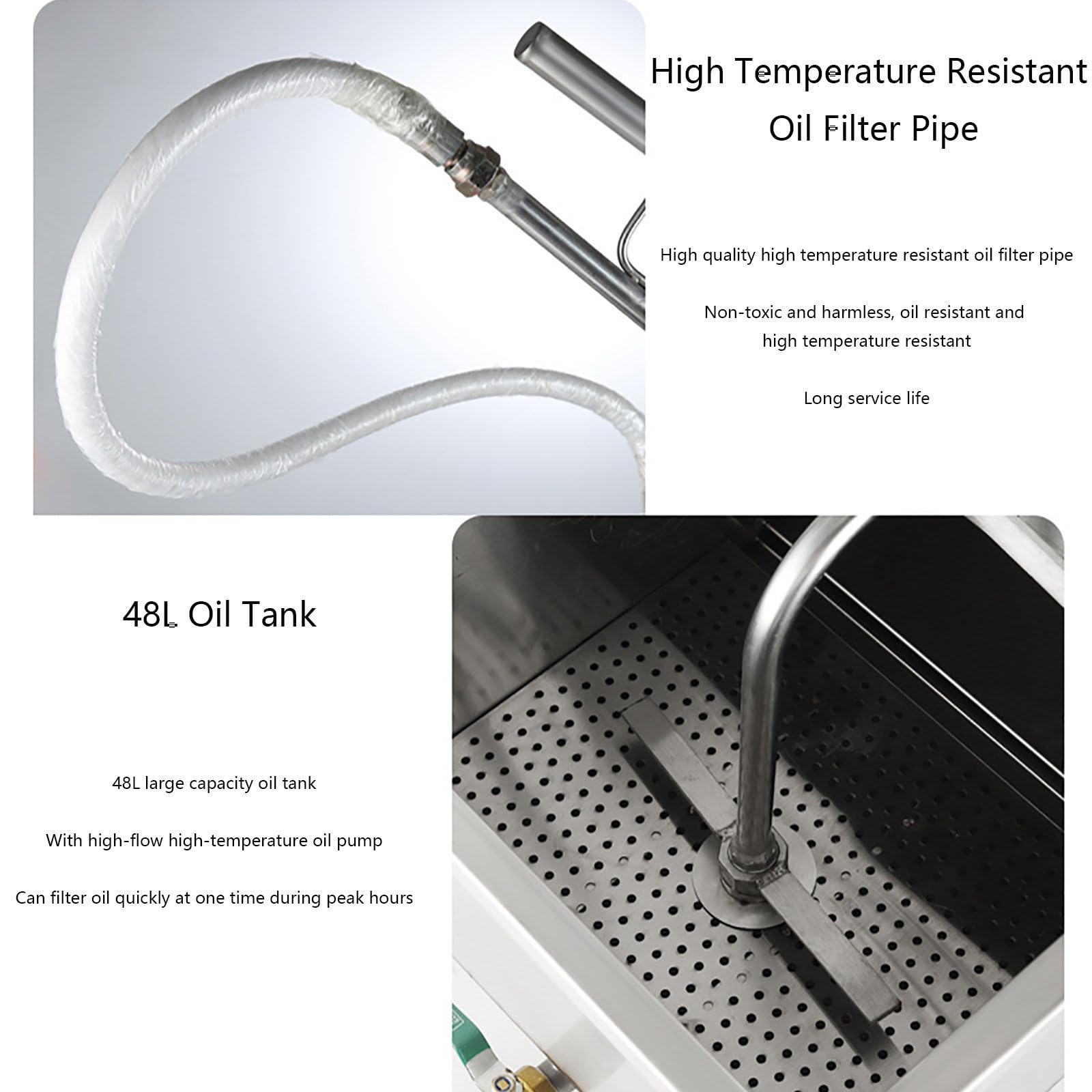 Máquina de Filtrado de Aceite para Freidora Móvil Comercial de 65 L/Camión con Filtro de Aceite, Filtrado de Aceite para Freír con Filtro de 550 W para Restaurantes, Sedimentación por Gravedad
