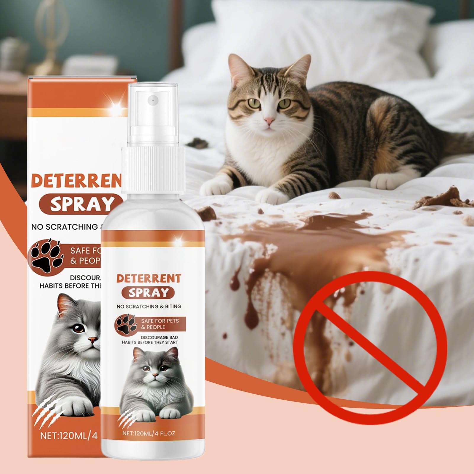Spray anti gatto – 120 ml Pet Training Spray | Barriera a lunga durata comportamentale allenamento per pavimenti, piante, tappeti, divani, esterni, interni, gattini