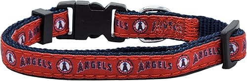 Miniatura 2 de MLB CAT Collar de satén de Los Angeles Angels, collar de equipo de béisbol para perros y gatos. Un collar de gato brillante y colorido con colgante