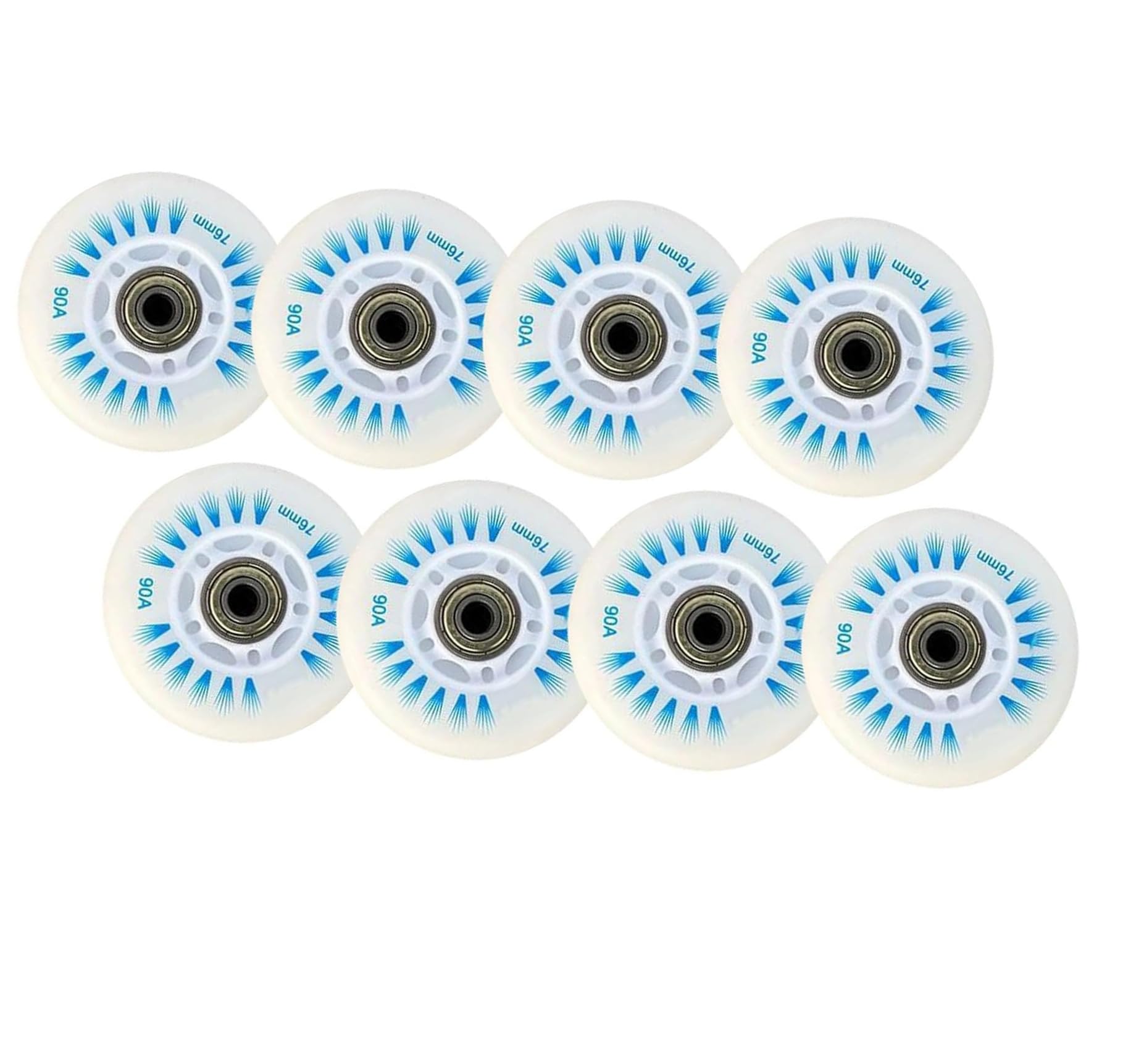 Genérico Ruedas de Repuesto para Patines en Línea Exterior Interior Juego de Luces Led con Núcleo Magnético Y Rodamientos, Ruedas para Patines de 90 A, Paquete de 8 (Azul, 62 mm)