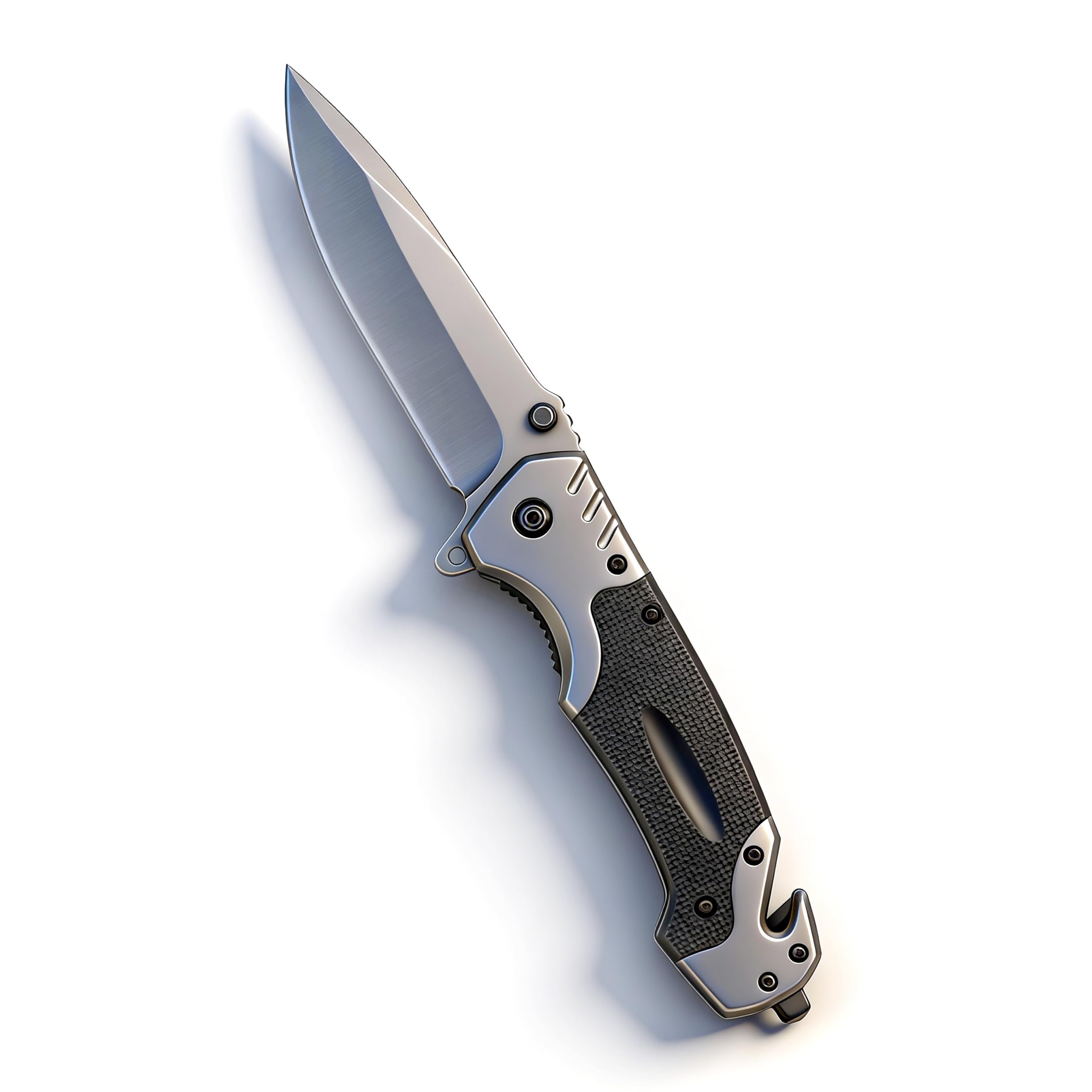 Navaja plegable, longitud total 22,5 cm - Navaja afilada para actividades al aire libre y supervivencia con hoja de acero inoxidable de 10 cm. Incluye clip para cinturón y funda.