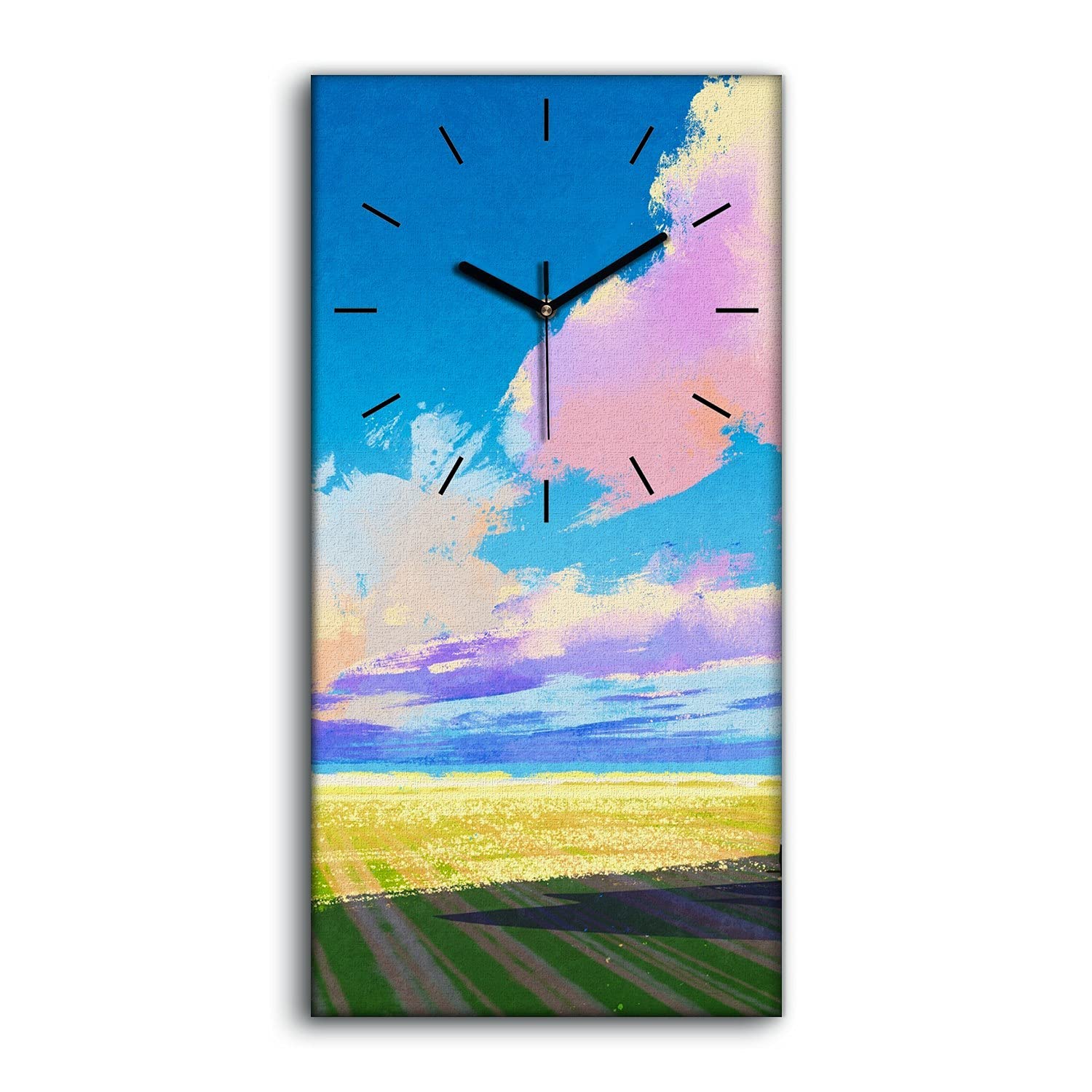 Horloge Silencieuse Sans Tic-Tac Toile Décorative Salon 30x60cm