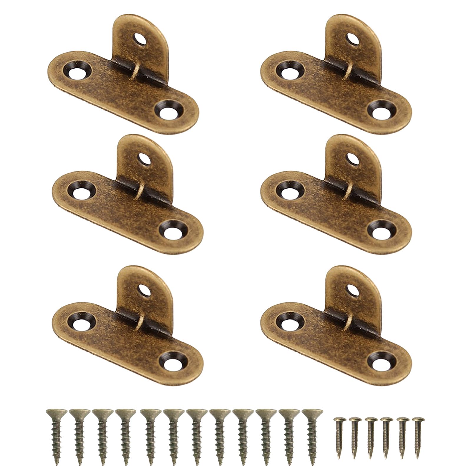 6 Pcs 90 Degree T Shape Brass Corner Brackets Heavy Duty L Brackets with Screws for Furniture Frame Mirror Connection Reinforcement Cabinets Shelves Desks Bed Fixingslves