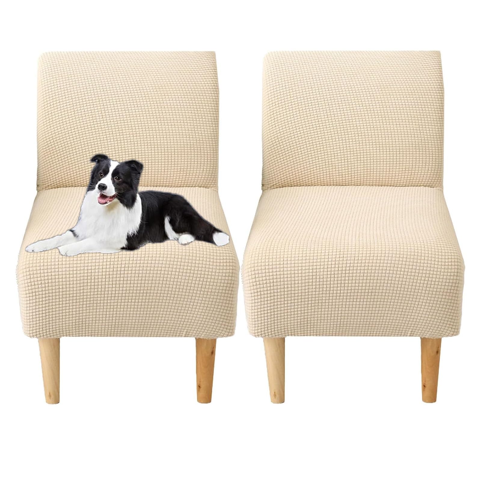Housse de chaise extensible haut de gamme pour fauteuil d'appoint salon beige