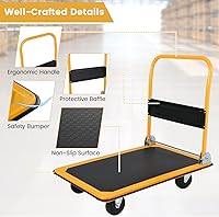 Vista 30 de Goplus Carro plegable de la plataforma 330LBS Rolling Flatbed Cart Hand Platform Truck Push Dolly para cargar