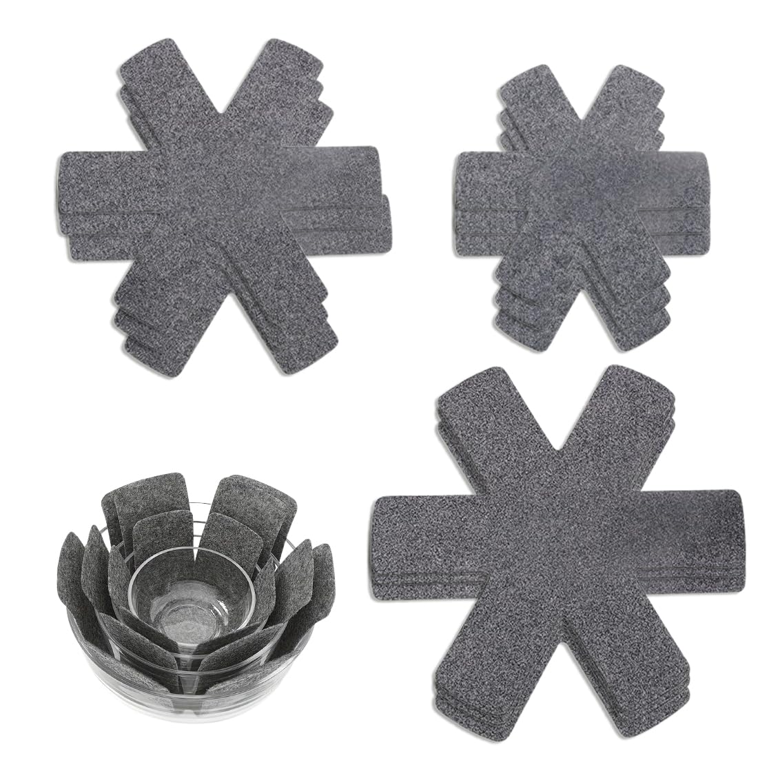 Pot And Pan Protectors Set – 9 Pieces Felt Dividers For Stacking Cookware, Adjustable Mats To Prevent Scratches 4 thumbnail image