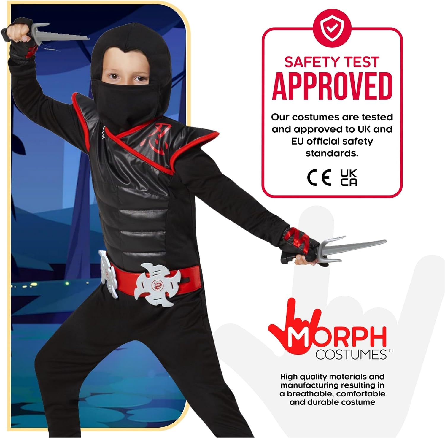Morph Deluxe Boys Ninja Costume With Ninjas Toy Accessories, Ninja Costumes Kids, Boys Ninjas Costume