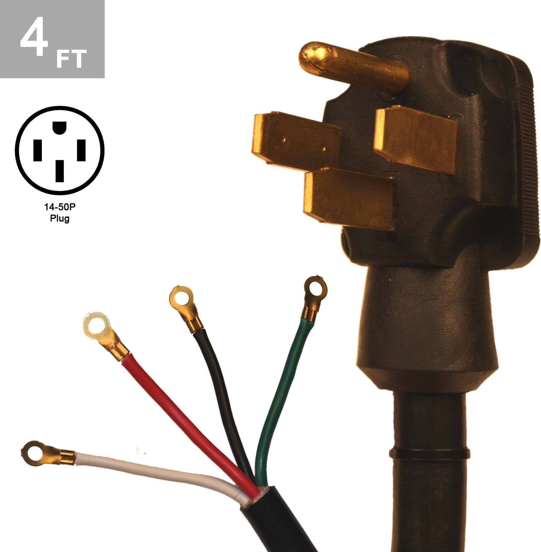 TES 4 Ft. 6/2-8/2 50 Amp 4 Wire Range Cord Kit