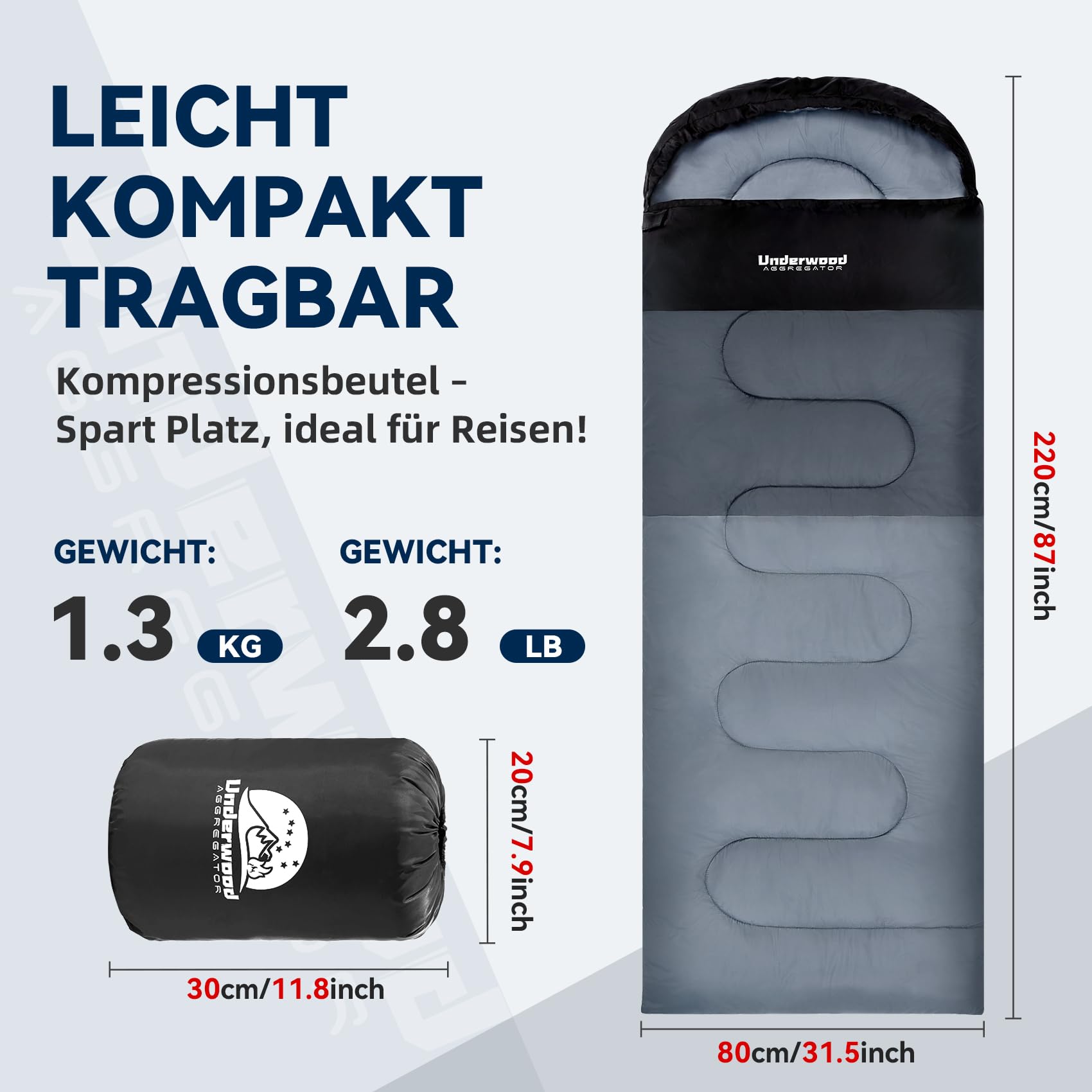 3Jahreszeiten-Camping-Schlafsack für Erwachsene und Kinder – Ultraleichter, kompakter, wasserdichter Rucksack-Schlafsack