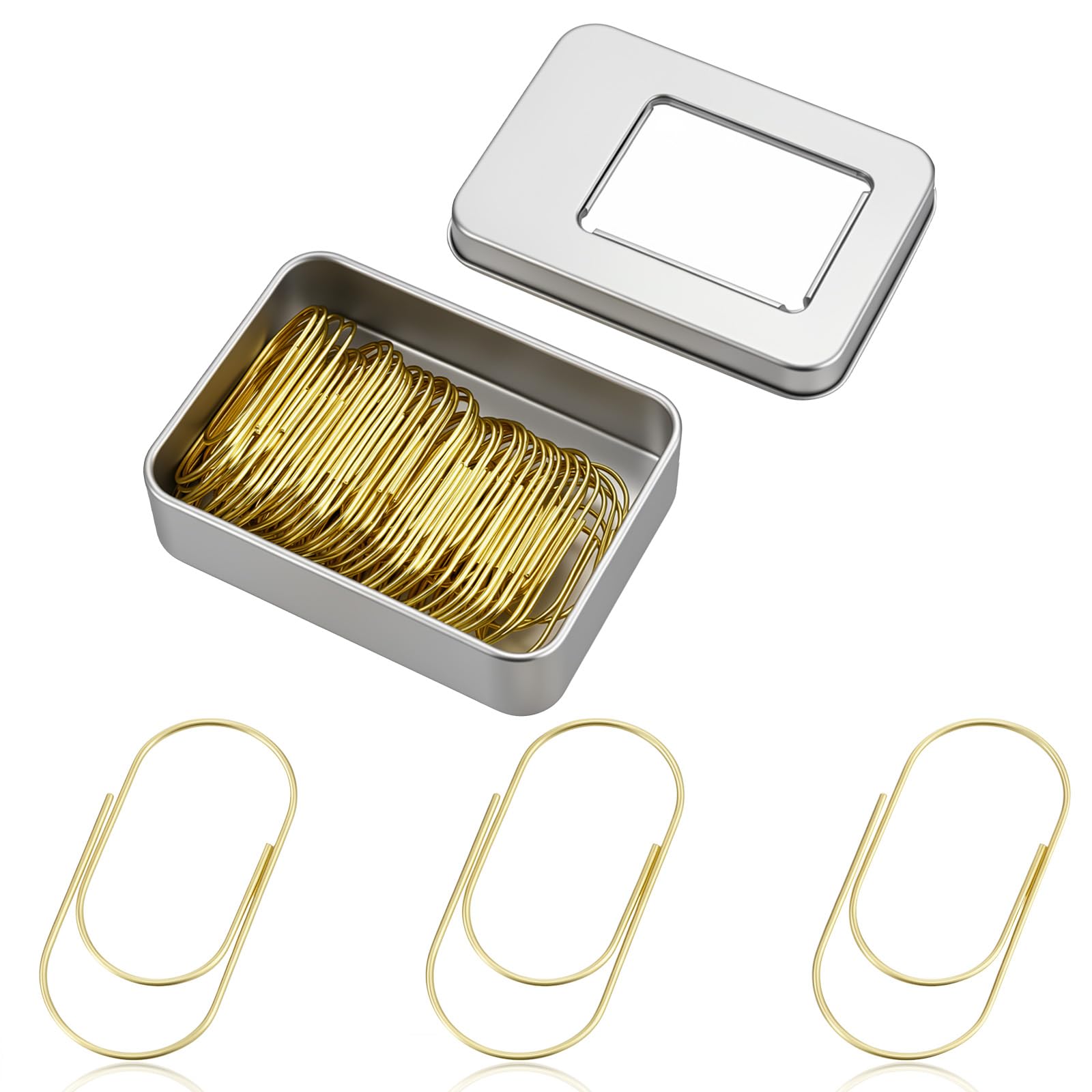 Nogeqi 50PCS Gold Large Paper Clips, 50mm/2 Inch Large Paperclips Non Skid, Oversized Jumbo Paper Clips for Planner Office Supply Organization Accessories
