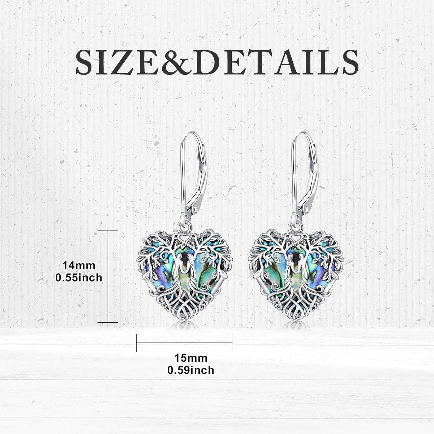 AOBOCO 925 Sterling Silver Heart Abalone Shell Leverback Earrings Jewelry Gifts for Women - Image 5