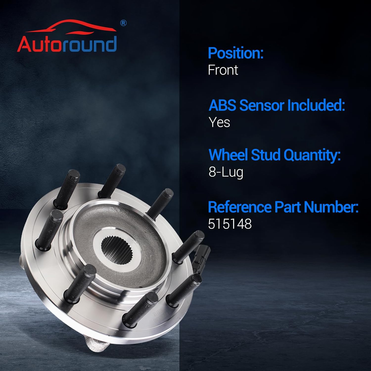 Autoround 515148 4WD Front Wheel Bearing and Hub Assembly Compatible with 2012-2013 Ram 2500/3500, 8-Lug W/ABS, Set of 2