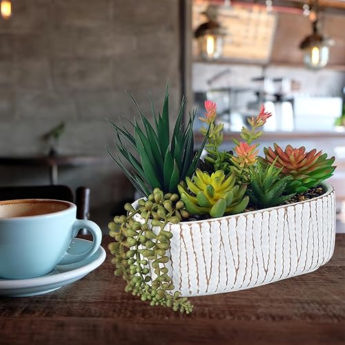 Miniatura 4 de Plantas artificiales para el hogar, suculentas artificiales de 8.7 pulgadas en macetas para decoración de escritorio de oficina y decoración
