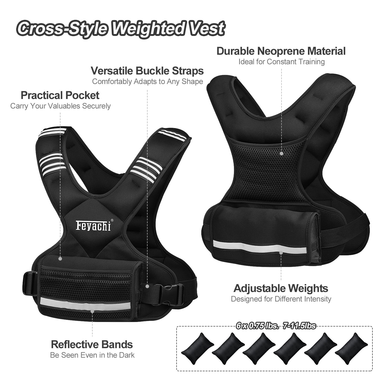 Feyachi Gilet Zavorrato 3,18–5.22 kg, Gilet Zavorrato da Corsa per Donna e Uomo, Ideale per Palestra, Allenamento