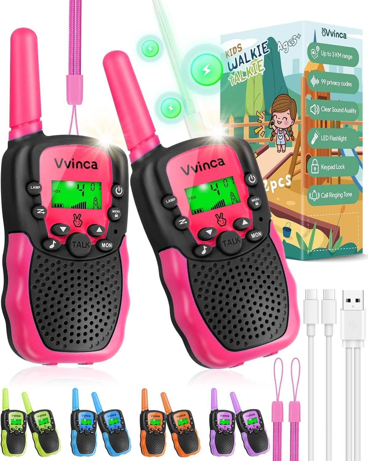 Rechargeable Walkie Talkie For Kids Two-Way Radio Walky Talky With Flashlight Children Outdoor Game Interphone Toy Game And Gift main image 0