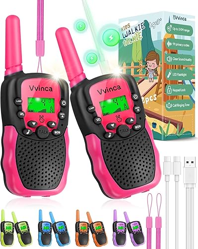 Walkie Talkies para niños, juguete de regalo recargable de largo alcance para edades de 3, 4, 5, 7, 8 a 12 años, con linterna de radio de 22 canales