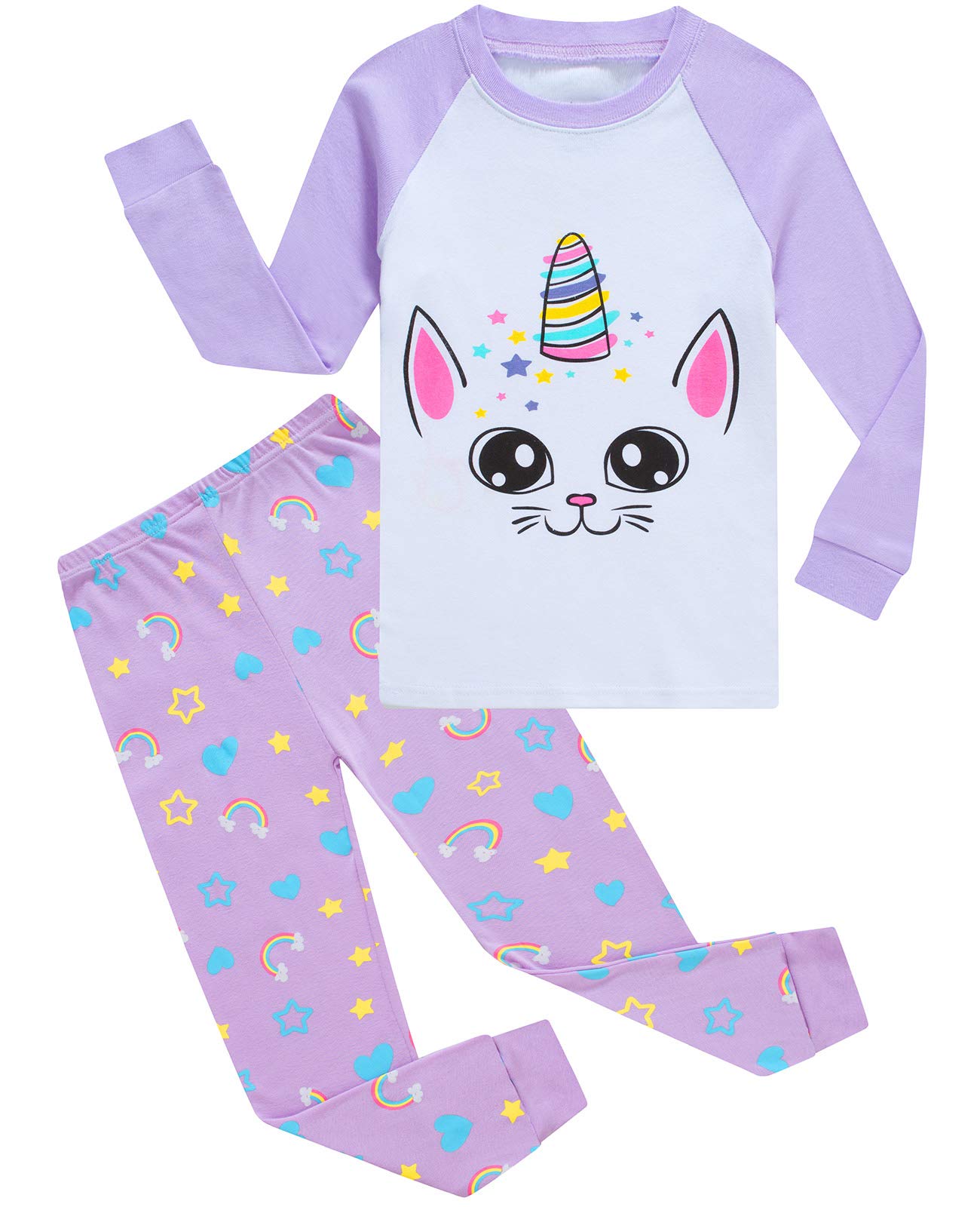 Little Girls Pajamas 100% Cotton Long Sleeve Pjs Toddler Clothes Kids Sleepwear Shirts