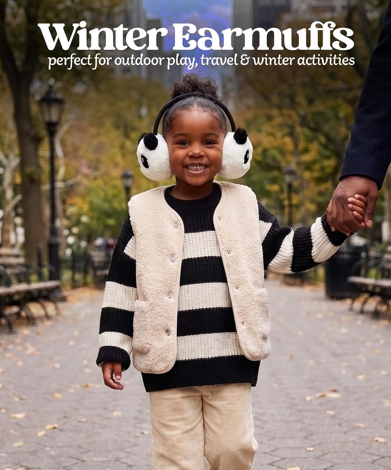 Funky Junque Winter Ear Muffs for Kids Girl Boy Fuzzy Cozy Warm Earmuffs Adjustable Cold Weather Ear Warmer Ages 4-12