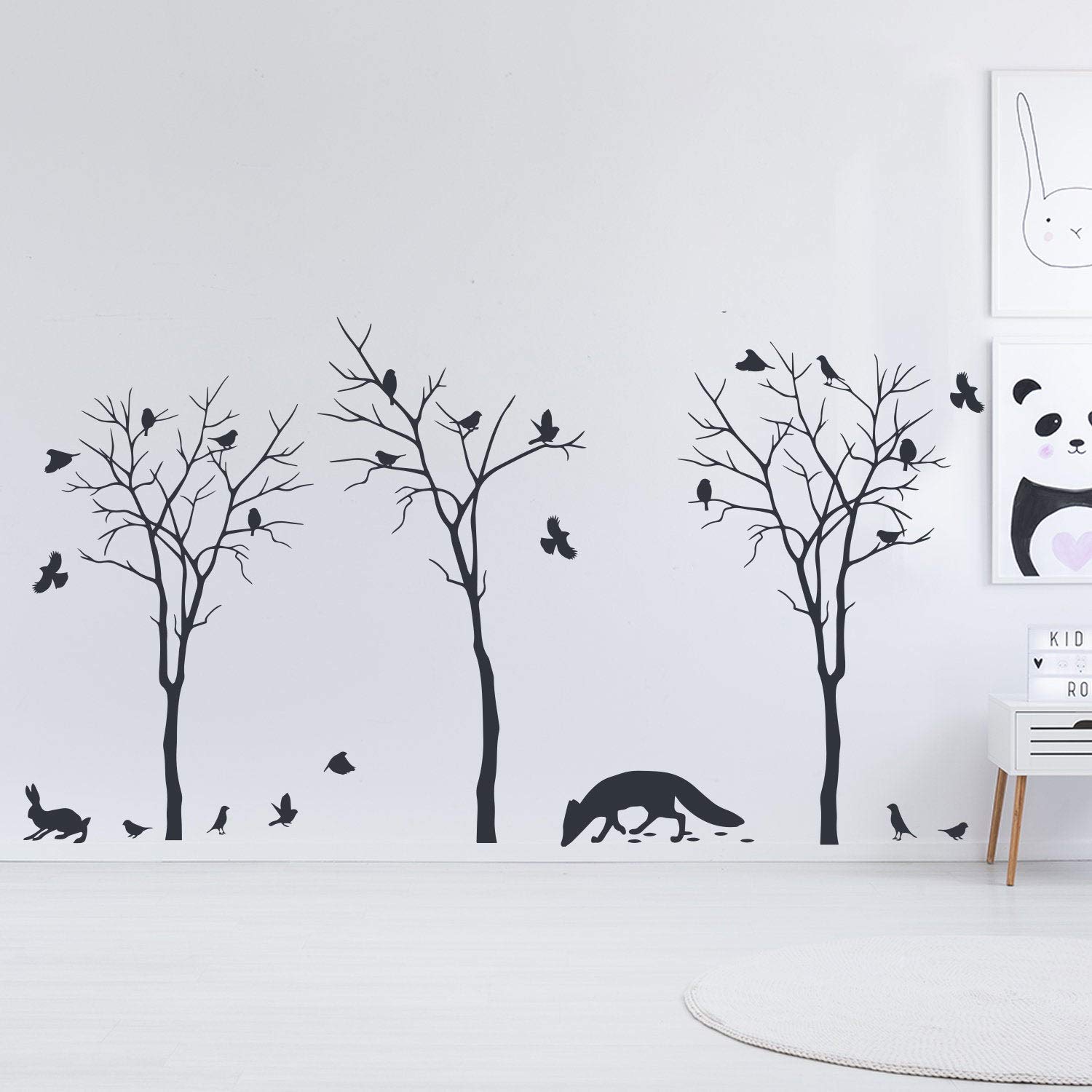 Nature art vinyl mignon animal ensemble Stickers arbre forêt botanique cool floral Die Cut Decal oiseau faune sauvage décoratif renard autocollant
