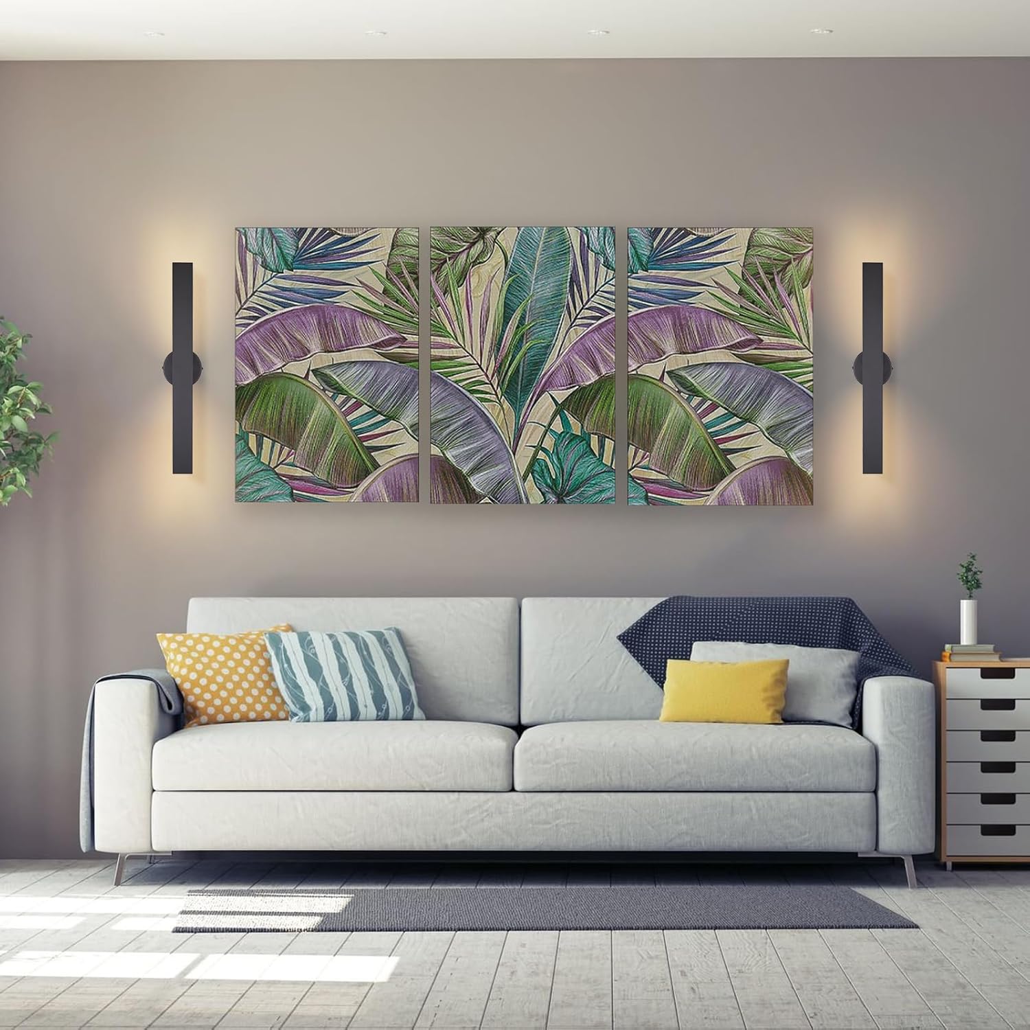 Aluminum Morden LED Wall Sconces 24.4" Waterproof Matte Black Wall Lighs with Built-in 18W LED Light Source,Indoor Outdoor Wall Light Fixtures for Bedroom,Garage,Porch,Patio,Front Door,House