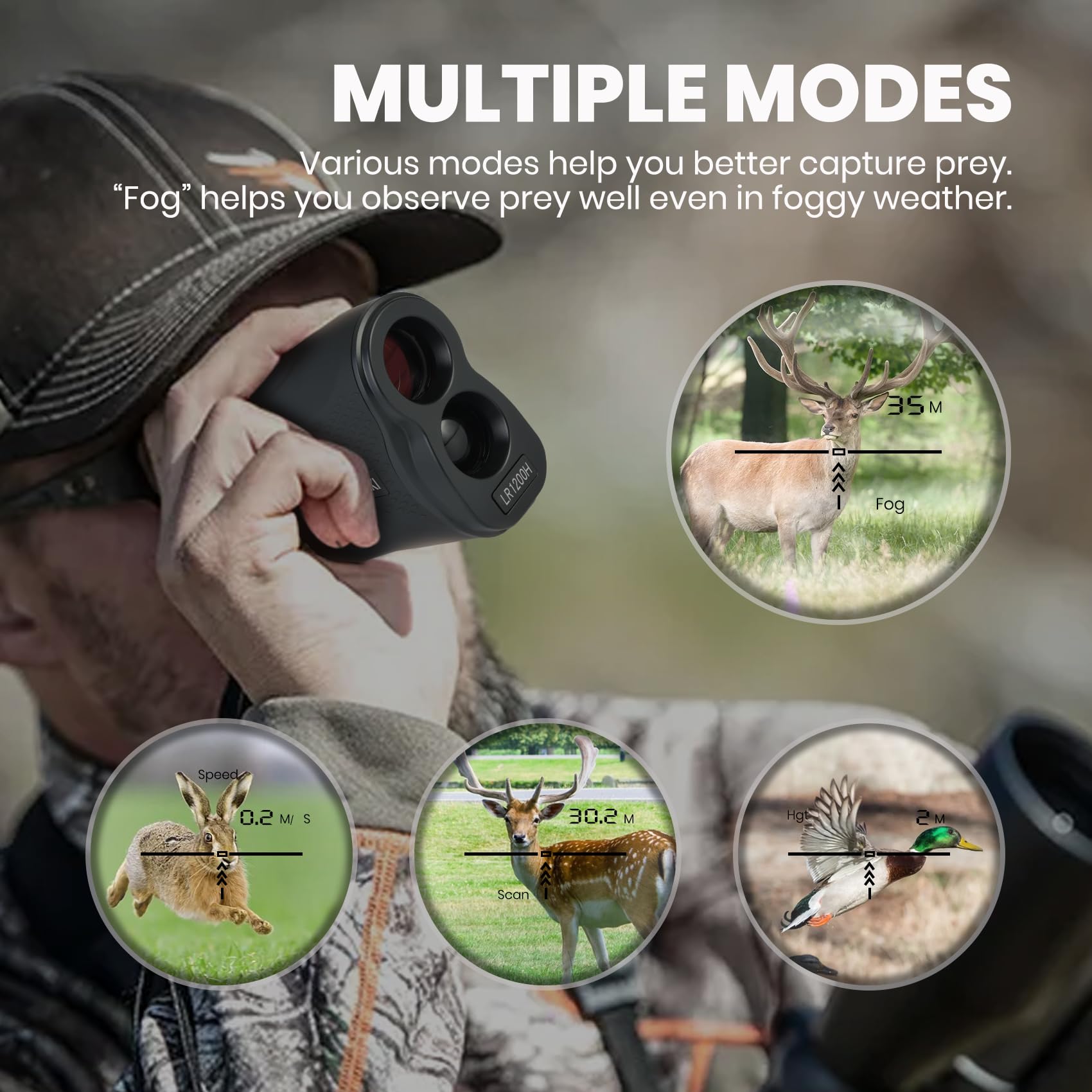 SINTIKI Télémètre laser de chasse, 1200 mètres avec vue ultra claire, grossissement 6x, balayage rapide et précis : distance, angle, vitesse, brouillard, balayage multifonction élevé