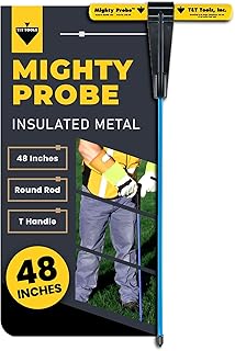 T&T Tools 48-Inch Mighty Probe Insulated Metal Soil Probe – 3/8" Metal Round Rod, Heavy Duty Design for Easy Penetration & Withdrawal, Soil Testing & Landscaping Tools, T-Handle, USA-Made-1 Pack