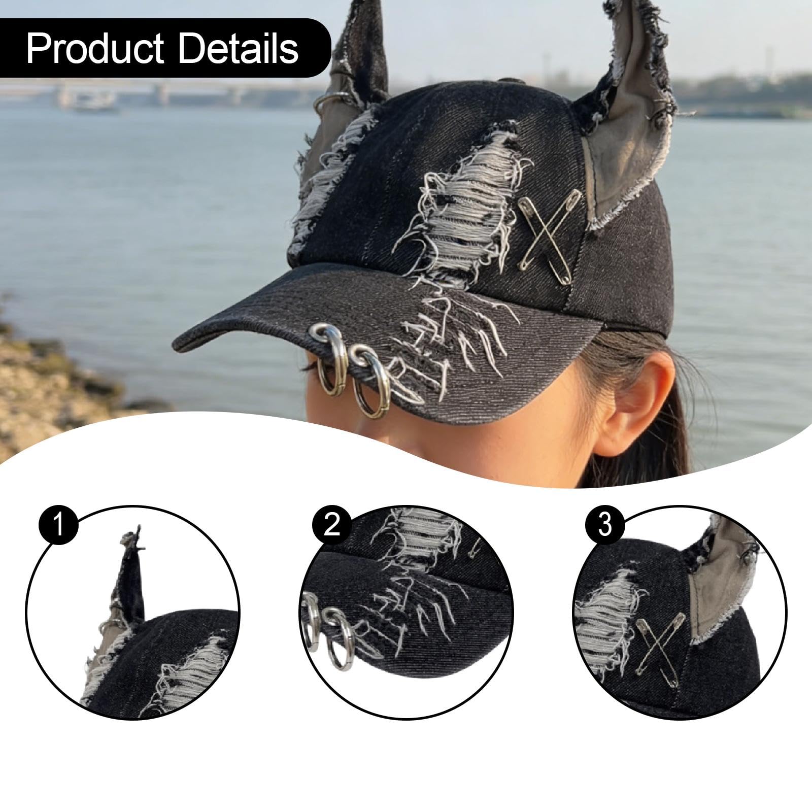 Sharplace Baseball Cap Fantasia Animale Denim Visiera Regolabile Traspirante Stile Gotico Adatto per Donna Uomo Party Cosplay Vita Quotidiana Famiglia