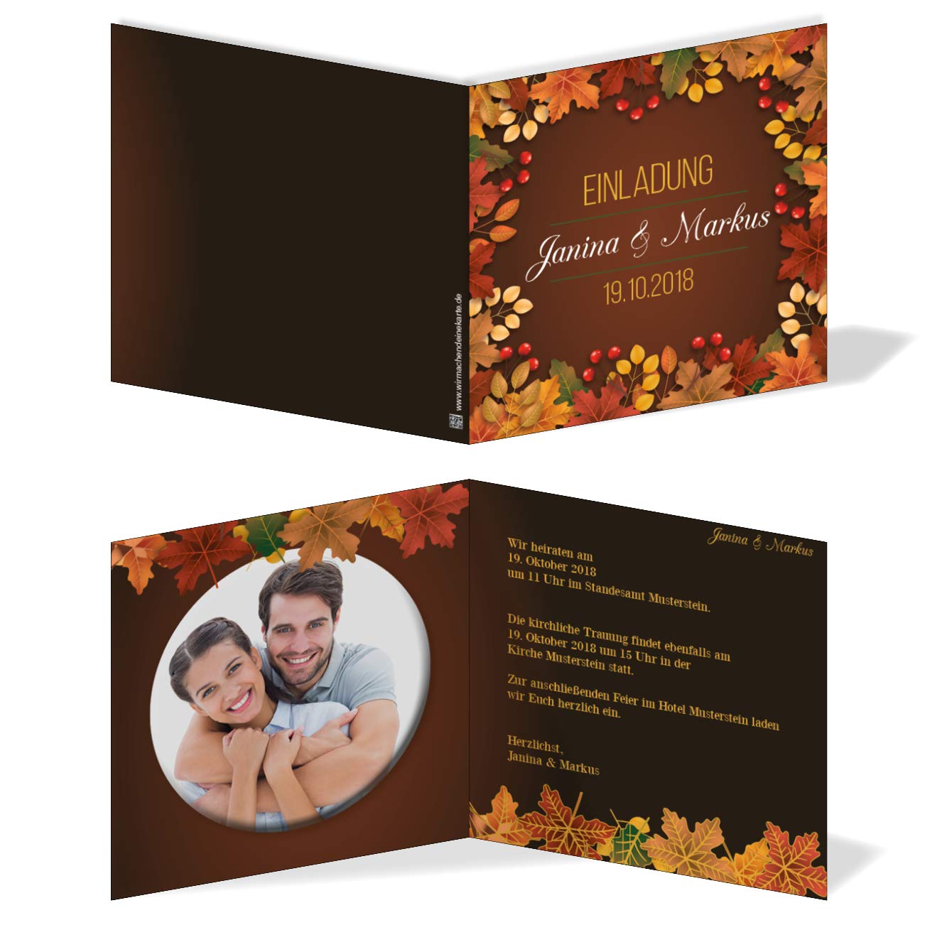 Tarjetas de invitación de boda con impresión – Bodas de otoño