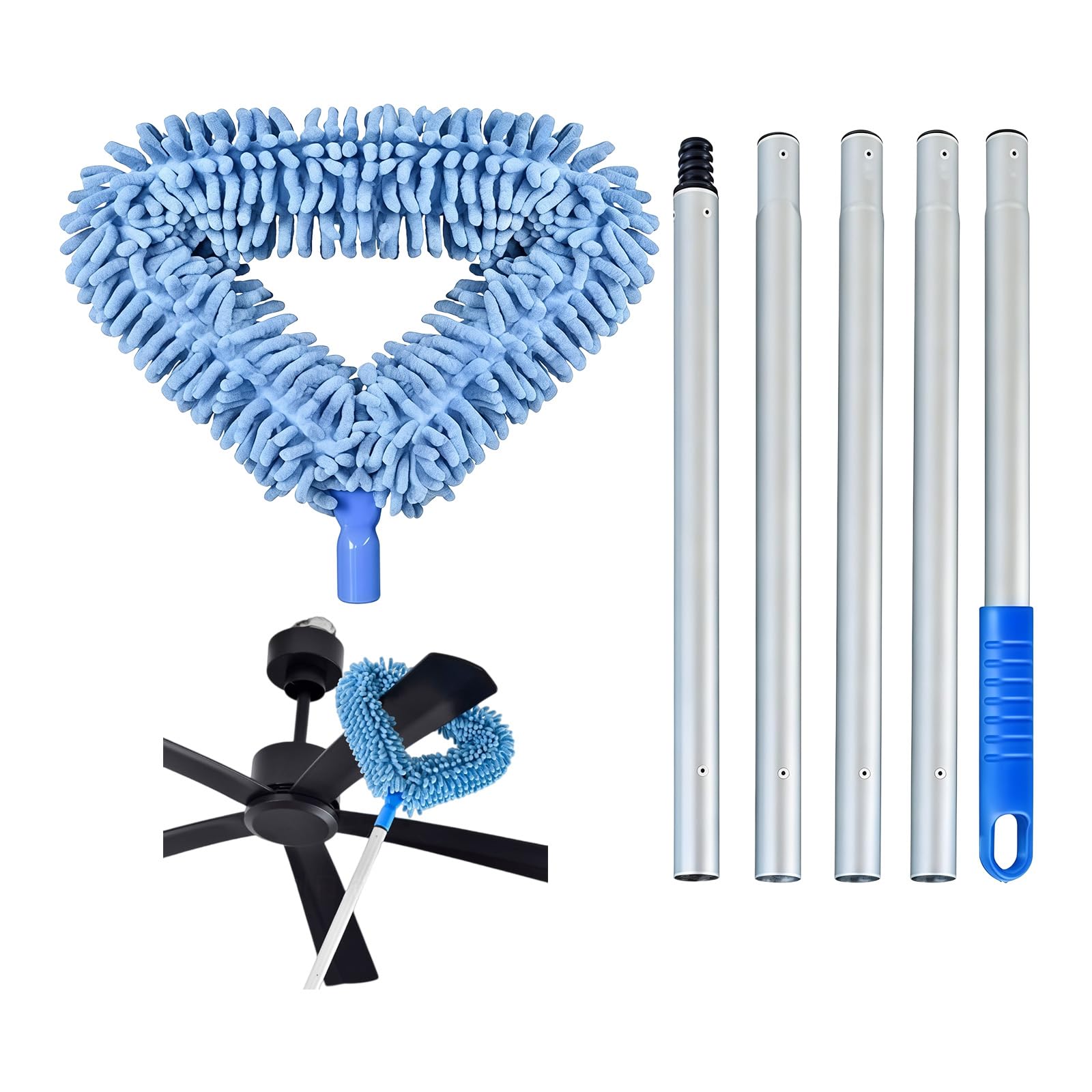 Tsophreniq 360 Degree Head Brush with Ergonomic Grip for Delicate Surfaces Long Handle Dusting Brush