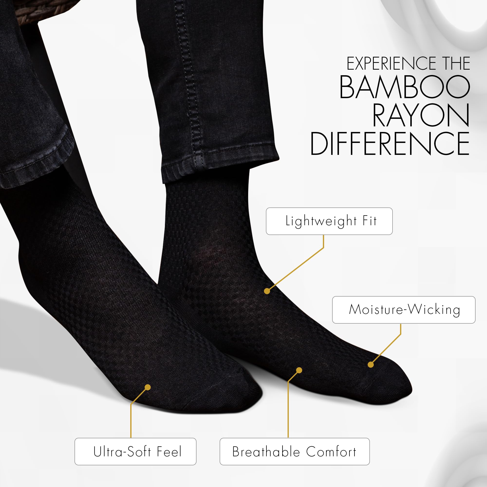 NUDUS UNDERWEAR Calcetines de rayón de bambú para hombre, 5 pares, caja de regalo, calidad premium