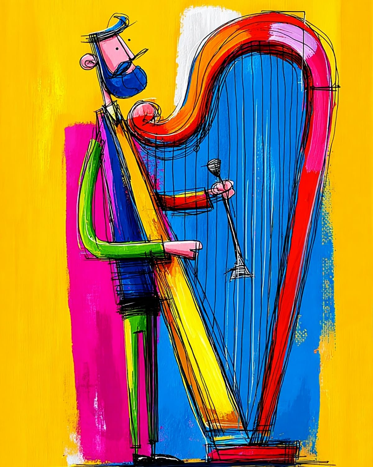 Liubaishi Multicolour Paint By Numbers For Adults, Diy Acrylic Painting Kit, Rainbow Harpist, 40X50 Cm Canvas