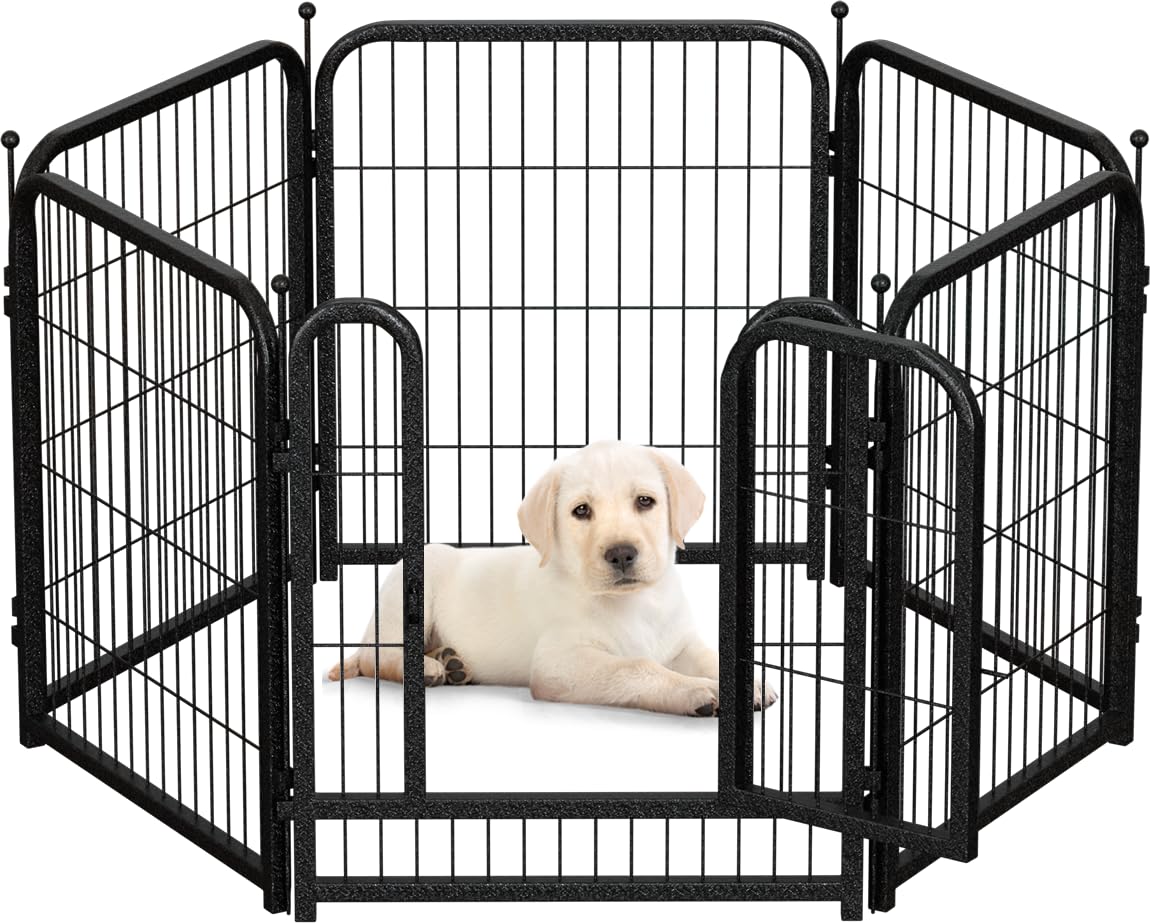 Petorldog Dog Fence for Indoor Use, 80cm H, 8-Panel Metal Dog Pen