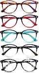 5 Pack Blue Light Blocking Reading Glasses for Women Men,Spring Hinge Computer Readers Eyeglasses